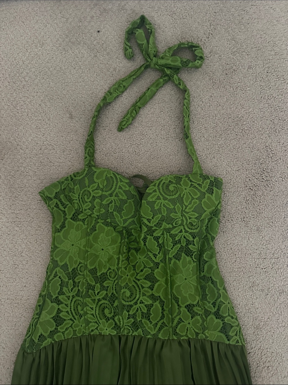 Olive Green Halter Corset Maxi Dress - Picture 5 of 6